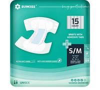 SUNKISS TrustPlus Pañales Incontinencia para Adultos, Bragas Absorbentes con Ddhesivos para Ancianos, Hombres y Mujeres, Unisex, Máxima absorción, Protección Contra Fugas, Talla S/M, 15 Unidades