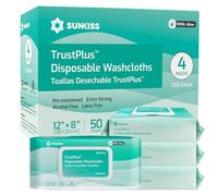 SUNKISS Trustplus Toallitas Húmedas para Adultos con Aloe, Toallitas 20 x 30 cm para Limpiar El cuerpo en Pacientes con Incontinencia Urinaria, 200 Unidades