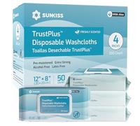 SUNKISS Trustplus Toallitas Húmedas Para Adultos Extra Gruesas 20x30 cm con Aloe para Incontinencia y Limpieza Corporal con Aroma Fresco 200 Unidades