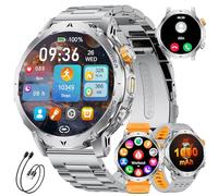 SUNKTA Reloj Inteligente para Hombre Militar Grado 1000 mAh Batería 1,7" HD Llamadas Bluetooth Smartwatch Deportivo de Fitness con iOS Android,Monitor de Salud,sueño,podómetro,2 Cargadores,Plateado