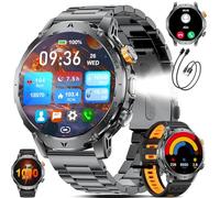 SUNKTA Reloj Inteligente para Hombre Militar Grado 1000 mAh Batería 1,7" HD Llamadas Bluetooth Smartwatch Deportivo y de Fitness con iOS y Android,Monitor de Salud,sueño,podómetro,2 Cargadores,Gris