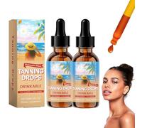 Sunless Tanning Drops, Gotas de bronceado autobronceador, gotas de bronceado oral, gotas autobronceadoras para beber, bronceador, cara y cuerpo (2 unidades)