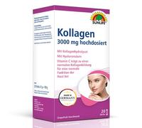 SUNLIFE Palillos de colágeno de alta dosis - 1 x 20 palitos - Suplemento de alta calidad con 3000 mg de colágeno - Colágeno en polvo con vitamina C y ácido hialurónico - Preparaciones de colágeno con