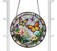 Sunlight Catcher Ornament, Acrylic Window Decor, 7.8 Inch Jigsaw Puzzle Hanging Suncatcher, Romantic 2D Crystal Style Panel, Porch Garden Balcony Bedroom Living Room Home Gift Use