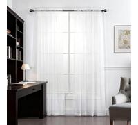 SUNLIMEI Cortinas Modernas 50 x 95 cm Translucido Moderno Decoracion Cortina para Ventana Dormitorio Translúcidas con Manguito de Varilla para Dormitorio Matrimonio Comedor, Blanco