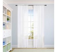 SUNLIMEI Cortinas Modernas 80 x 210 cm Translucido Moderno Decoracion Visillos de Dormitorio con Manguito de Varilla para Dos Puertas de Balcón Cortinas Salón Dormitorio, Blanco