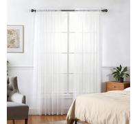 SUNLIMEI Cortinas Salon Modernas 185 x 80 cm Translucido Moderno Decoracion Cortinas Dormitorio Visillos con Manguito de Varilla para Ventanas de Habitacion Infantiles Niños, Blanco