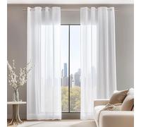 SUNLIMEI Cortinas Salon Modernas 240 x 270 cm Translucido Moderno Decoracion Cortinas Dormitorio Visillos con Ojales para Dormitorio Matrimonio Comedor, Blanco