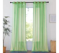 SUNLIMEI Cortinas Salon Modernas 60 x 200 cm Translucido Moderno Decoracion Cortinas Dormitorio Visillos con Ojales para Dos Puertas de Balcón Salón Dormitorio, Fruta Verde