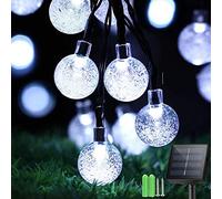 Sunlisky Goove - Cadena de luces solares para exteriores, 9,5 m, 50 LED, bolas de cristal solar, 8 modos, resistente al agua, IP65, resistente a la intemperie, para pabellón, jardín, balcón, terraza