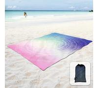 Sunlit Manta de playa suave y sedosa a prueba de arena con bolsillos en las esquinas, bolsa de malla de 215 x 183 cm, fiesta en la playa, viajes, camping y festival de música al aire libre, mandala