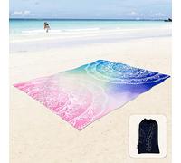 Sunlit Manta de Playa Suave y Sedosa a Prueba de Arena con Bolsillos en Las Esquinas, Bolsa de Malla de 213 x 185 cm, Fiesta en la Playa, Viajes, Camping y Festival de música al Aire Libre, Mandala