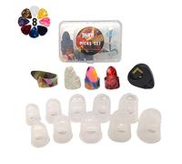 SUNLP Púas de dedo para el pulgar, protectores de dedos de guitarra, púas de guitarra, soporte para púas, kit de regalo útil para guitarra acústica, ukelele, kalimba Starter y otros instrumentos de