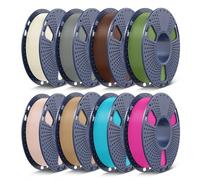 SUNLU 250g Filamento PETG 1.75mm Set de 8 Colores, Filamento Impresora 3D | Precisión Dimensional +/- 0,02mm, Bobina PETG de 250g Blanco hueso+Gris+Marrón+Verde oliv Roble+Piel+Cian+Magenta