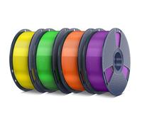 SUNLU 4kg Filamento PETG 1,75 mm,menor estiramiento y buena adhesión de capas,envasado al vacío individualmente,filamento para impresora 3D,1kg por bobina,transparente(amarillo+verde+naranj violeta).