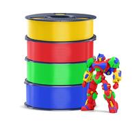 SUNLU 4KG PETG Filament, Paquete Filamento Para Impresora 3D, Mayor Resistencia y Alta Resistencia al Impacto, Filamento de Impresión 3D, 1kg por Carrete, 4 Rollos, Rojo+Azul Klein+Amarillo Vivo+Verde