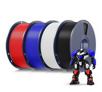 SUNLU 4KG PLA Filamento Bundle, Precisión Dimensional +/- 0,02 mm, Apto Para la Mayoría de las Impresoras 3D FDM, 1KG de Filamento 3D, 4KG en Total, 4Pcs.Negro+Blanco+Rojo+Azul Klein
