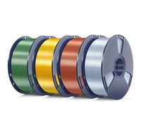 SUNLU 4KG Silk PL Filamento Paquete, Filamento Seda Brillante 1.75mm para Impresora 3D, Con Acabado Suave y Sedoso, 1kg por Carrete, 4 Rollos, Plat Rojo Cobre+Latón+Bronce verde