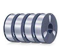 SUNLU 4KG Silk PLAPLUS Filamento Paquete, Filamento Seda Brillante 1.75mm para Impresora 3D, Con Acabado Suave y Sedoso, Filamento de Impresión 3D, 1kg por Carrete, 4 Rollos, Silk Plata x4