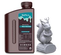 SUNLU Agua Lavable Resina para Impresora 3D, 1kg 405nm UV Curado Rápido Resina 3D para 2K 4K 8K LCD DLP SLA Resina Impresoras 3D, No Requiere Alcohol, Alta Precisión Resina 3D 1000g,Gris