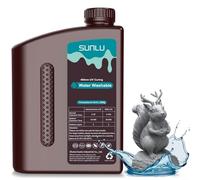 SUNLU Agua Lavable Resina para Impresora 3D, 2kg 405nm UV Curado Rápido Resina 3D para 2K 4K 8K LCD DLP SLA Resina Impresoras 3D, No Requiere Alcohol, Alta Precisión Resina 3D 2000g, Gris Oscuro