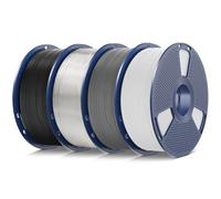 SUNLU de 4 kg TPU Paquete de filamentos para impresora 3D,filamento de TPU de alta velocidad 95A de 1,75 mm ±0,03 mm,4 kg en total,1 kg por bobina,4 paquetes.(Negro + blanco + gris + transparente)