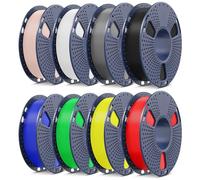 SUNLU Filamento ABS de alta velocidad de 8 colores, filamento rápido de 350mm/s para impresora 3D de 1,75mm, resistencia al calor, impresión rápida, bobina de 250g, 8 paquetes (Negro+Blanco+Gris+Beige