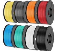 SUNLU Filamento para Impresora 3D Multicolor, 1.75mm 2kg, 8*250g Bobina, Negro+Blanco+Gris+Verde menta+Amarillo limón+Naranja soleado+Rojo cereza+Azul cielo