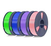 SUNLU Filamento PLA+2.0 1.75 mm 4KG, Mejora del Filamento PLA Plus para impresoras 3D, Precisión dimensional +/- 0.02mm, carrete de 1KG(2.2libras), 4KG en Total, Rosa+Morado+Azul+Verde