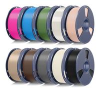 SUNLU Filamento PLA de 10 kg de 1,75 mm, filamento PLA para impresora 3D, precisión dimensional +/- 0,02 mm, bobina de 1 kg negro/blanco hueso/gris/marrón/roble/tonos de piel/verde oliva/cian/rojo