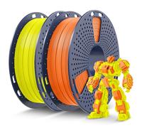 SUNLU Filamento PLA Plus 1.75mm 1KG, PLA+ Filament Mejorado para Impresora 3D, Precision Dimensional ±0.02mm, 2 Bobinas de 0.5KG (Naranja Sol+Amarillo)