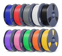 SUNLU Filamento PLA Plus 10KG Multicolor para Impresoras 3D, Filamento PLA+ 10kg en Total, 1KG por Bobina, Negro+Blanco+Gris+Rojo+Azul Klein+Verde+Amarillo Brillante+Naranja+Lavanda+Rosa