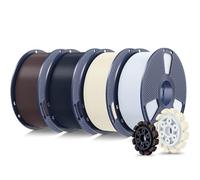 SUNLU Filamento PLA Plus de 4 kg + 2.0 de 1,75 mm, filamento para impresora 3D PLA Plus, más fuerte y robusto, bobina de 1 kg, 4 kg en total, cerámica blanca + blanco hueso, negro medianoche, marrón