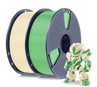 SUNLU High Speed PLA Meta Filamento, 2kg PLA Filamento 3D 1,75 mm, Filamento Más Resistente, Precisión Dimensional +/- 0.02 mm, Total 2kg, 1kg por Carrete, Pack de 2, Blanco Crema+Verde Manzana