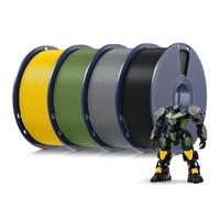 SUNLU Juego de filamentos PLA multicolor, filamento PLA para impresora 3D, 1,75 mm +/- 0,02 mm, fácil de usar, apto para la mayoría de impresoras 3D FDM, bobina de 1 kg, 4 unidades (negro, gris, verde