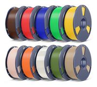 SUNLU Pack 10KG Filamento PLA Plus Multicolor para Impresoras 3D, Filamento PLA+ 1.75mm, 1KG/Bobina, 10 Bobinas, 9 Colores Base+1 Transparente