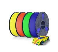 SUNLU Pack 4KG Filamento PETG Rápido, Alta Velocidad 30-600mm/s Filamento de Impresora 3D 1.75mm ±0.02mm, 1kg Bobina, 4 Paquetes en Total (Azul+Verde+Naranj Amarillo)