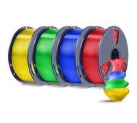 SUNLU Pack 4KG Filamento PLA+ 1.75mm, Filamento PLA Plus para Impresoras 3D, Filamento PLA Plus Resistente, Precisión +/- 0.02mm, Transparente (Rojo+Azul+Verde+Amarillo)