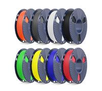 SUNLU Pack Filamento PETG Rápido, Filamento para Impresora 3D Alta Velocidad 30-600mm/s, 1.75mm ±0.02 mm, 0.25KG/Bobina, Total 2kg, Negro+Blanco+Gris+Rojo+Azul+Verde+Amarillo+Naranja