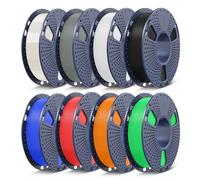 SUNLU PLA+ Filamento Multicolor 1.75mm Bundle, 2kg, 8 Rollos 0.25kg Bobina,8 Colores 250g,Negro+Blanco+Gris+Transparente+Rojo+Azul+Verde+Naranja