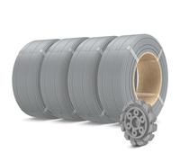 SUNLU Recarga de Filamento PLA+2.0 500 g, Filamento PLA+ de alta resistencia, sin bobina, de 1,75 mm, Compatible con Impresoras 3D Bambu Lab, 0,5 kg/Bobina, 4 x Gris