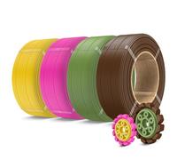 SUNLU Recarga de Filamento PLA+2.0 500 g, PLA+ de alta resistencia, sin bobina, de 1,75 mm, Compatible con Impresoras 3D Bambu Lab, 0,5 kg/Bobina, Marrón Café+Verde Oliva+Magenta+Amarillo Vivo