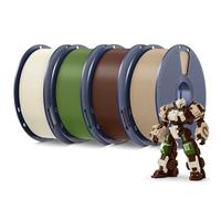 SUNLU SUNLU - Filamento PLA para impresora 3D, 4 kg, 1.75 mm, filamento PL enrollado perfectamente de 1.75 mm, carrete de 1 kg, 4 paquetes, blanco hueso, roble, marrón café y verde oliva