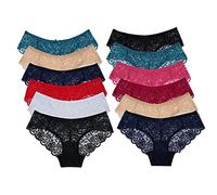 Sunm Boutique Paquete múltiple de bragas de encaje para mujer, ultra delgadas, ropa interior de talle bajo, bikini suave, Paquete de 12 unidades, multicolor, XS