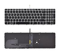 SUNMALL Teclado de repuesto compatible con HP EliteBook 755 G3 755 G4 850 G3 850 G4 Zbook 15U G3 con marco plateado con luz de fondo sin puntero