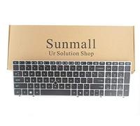 SUNMALL Teclado de Repuesto con Marco Gris Compatible con HP Elitebook 8560P 8570P Probook 6560B 6565B 6567B 6570B 6575B Series Laptop Negro US Layout (6 Meses de garantía