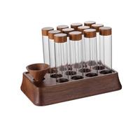 Sunmeit 1 Tubo de Vidrio para Granos de Café con Herramienta de Madera, Tubos Embotellados, Recipientes Herméticos Sellados de Madera para Almacenamiento de Granos C
