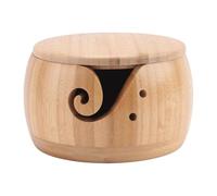 Sunmeit Cuenco de Madera para Hilo, de Hilo con Tapa para Tejer A Crochet, Soporte para Bolas de Hilo para Tejer A Crochet, Kit de Crochet para Hacer Tú Mismo