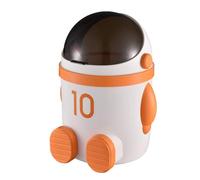 Sunmeit de Basura con Tapa y Temática de Astronauta, Gran Capacidad, Ideal para Sala de Estar y Dormitorio - Decoración Elegante para el Hogar en Color Naranja
