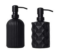 Sunmeit Dispensador de JabóN Negro Mate de 2 Piezas, Juego de Dispensador de JabóN de Manos de Vidrio de 13.5 Oz / 11 Oz para BañO y Cocina, Dispensador de JabóN
